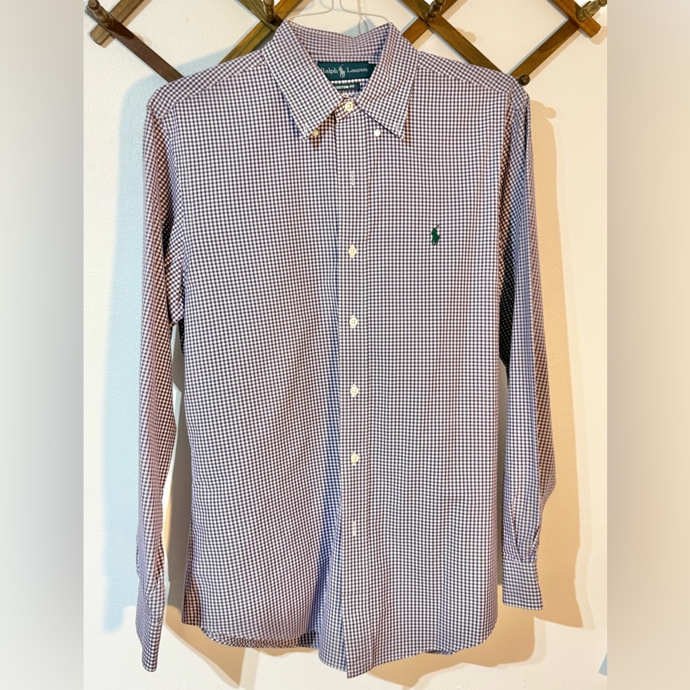 Polo Ralph Lauren men’slong sleeve button down Dress shirt medium purple checked
